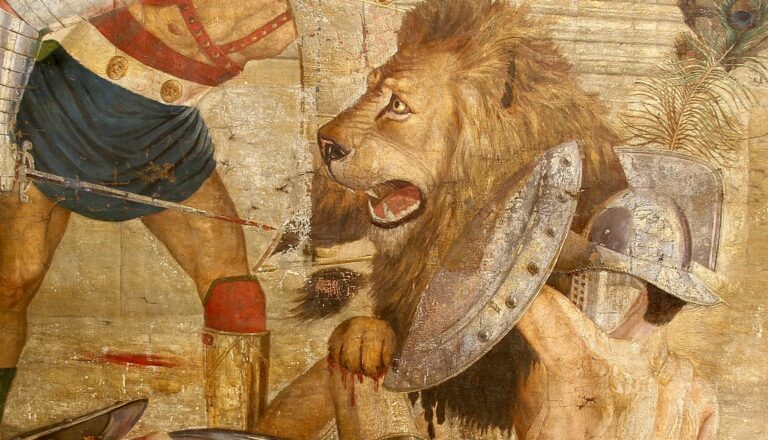 Barbary Lion fighting in the Colosseum