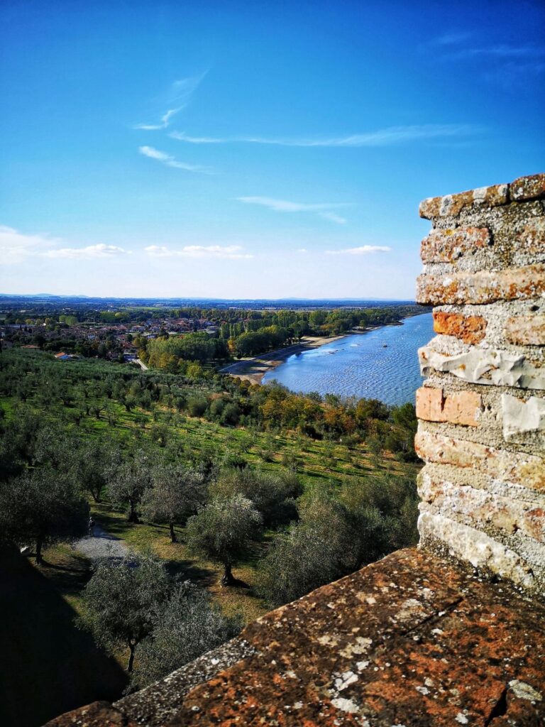 a view from the castle ramparts in castilgione del lago