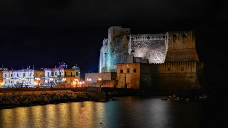 naples castel ovo at night
