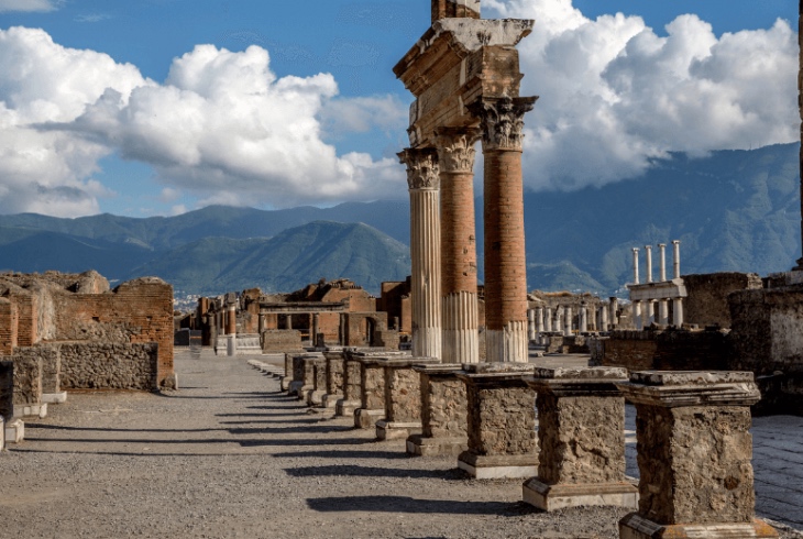 Roman Forum of Pomeii with Mount Vesuvius in the Background