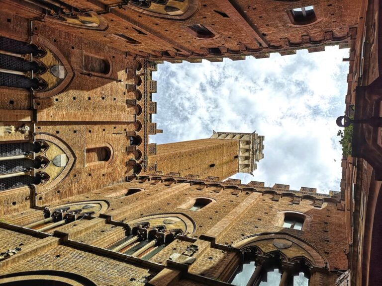 the torre del mangia in siena overlooks the city