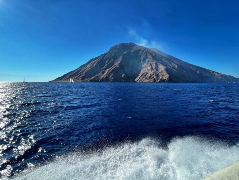 the volcanic island of stromboli in the aeolian chain off sicily