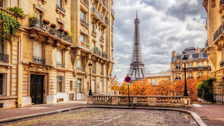 view of the eiffel tower in paris from the left bank
