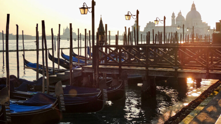 gondolas outside san marco in venice
