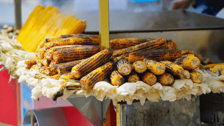 misir or grilled sweetcorn is a turkish street food classic